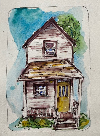 Watercolor of a small house.